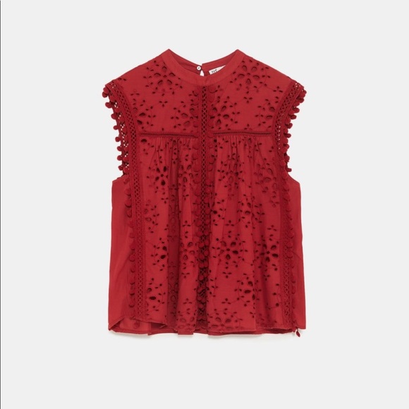 Zara embroidered top with pompoms - Picture 2 of 6